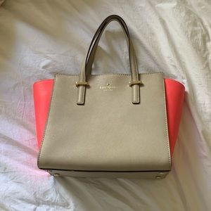 Tan and Neon Pink Kate Spade Crossbody
